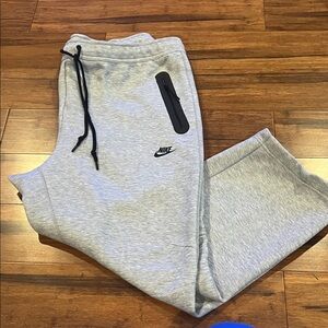 Nike Men’s Fleece Open Hem Pants - Light Gray with Black Accents - XXL